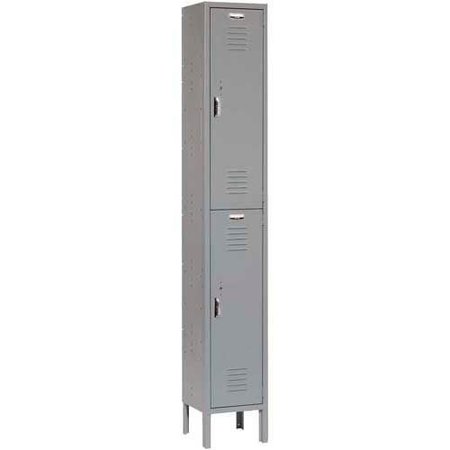 GLOBAL INDUSTRIAL Double Tier Locker, 12x18x36, 2 Door, Unassembled, Gray 652078GY